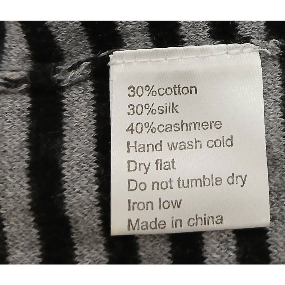 Simple laguna womens medium sweater silk cashmere  stripe gray black preppy - Picture 9 of 9